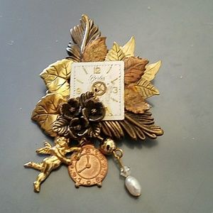 Upcycled antiqued pin/pendant